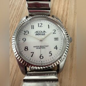 vintage Acqua Men’s silver tone watch NEW BATTERY